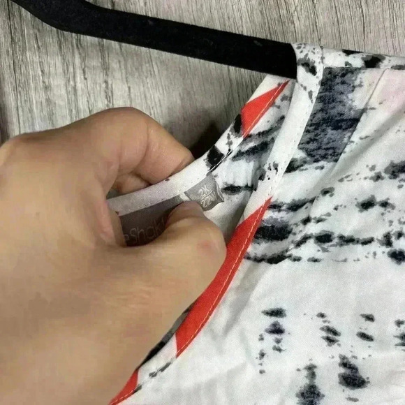 eShakti Dress 2X Midi Sleeveless White Red Flowy 22W - Picture 5 of 10